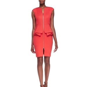 TED BAKER KWYLI STRUCTURED PEPLUM BODY-CON RED DRESS Size 1
